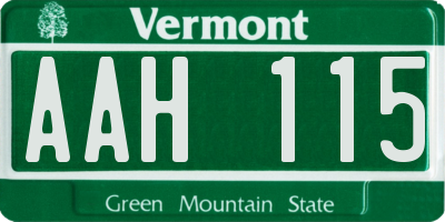 VT license plate AAH115