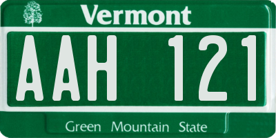 VT license plate AAH121