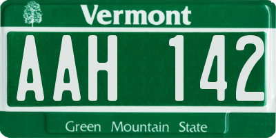VT license plate AAH142