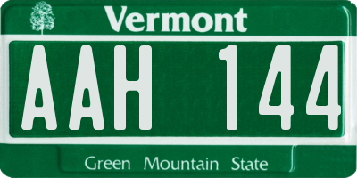 VT license plate AAH144