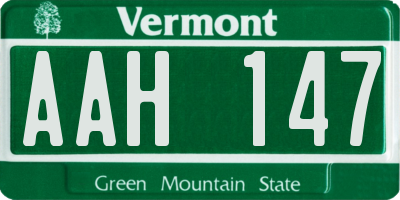 VT license plate AAH147
