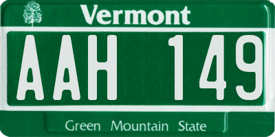 VT license plate AAH149