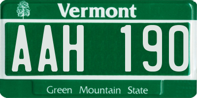 VT license plate AAH190