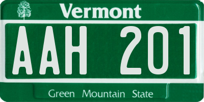 VT license plate AAH201