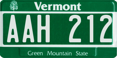 VT license plate AAH212