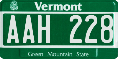 VT license plate AAH228