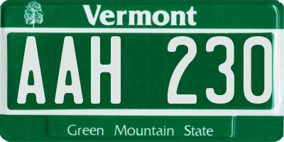 VT license plate AAH230