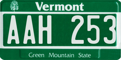 VT license plate AAH253