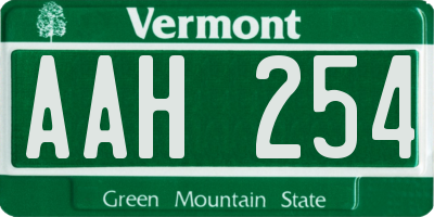 VT license plate AAH254