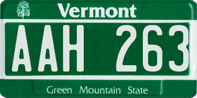 VT license plate AAH263