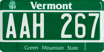 VT license plate AAH267