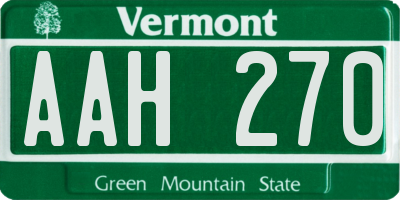 VT license plate AAH270
