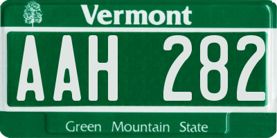 VT license plate AAH282
