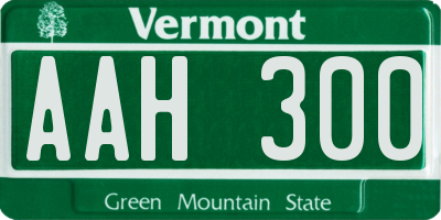 VT license plate AAH300