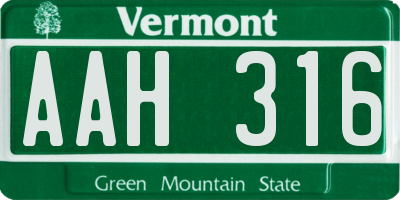 VT license plate AAH316