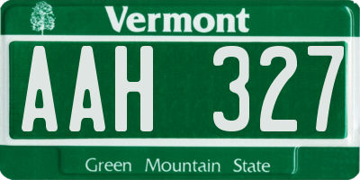 VT license plate AAH327