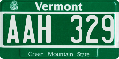 VT license plate AAH329