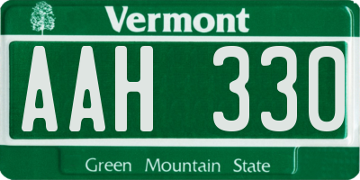 VT license plate AAH330