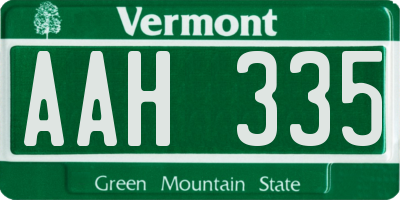 VT license plate AAH335