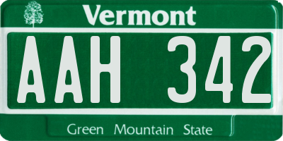 VT license plate AAH342