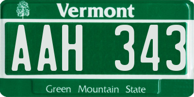 VT license plate AAH343