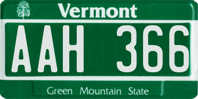 VT license plate AAH366