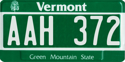 VT license plate AAH372