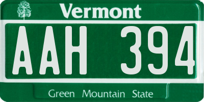 VT license plate AAH394