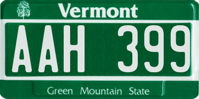 VT license plate AAH399