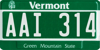 VT license plate AAI314