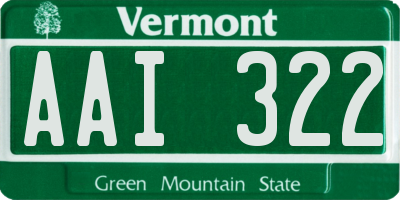 VT license plate AAI322