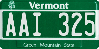 VT license plate AAI325