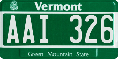VT license plate AAI326