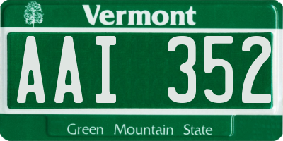 VT license plate AAI352