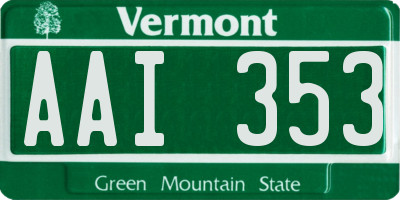VT license plate AAI353