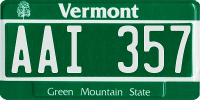 VT license plate AAI357