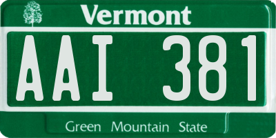 VT license plate AAI381