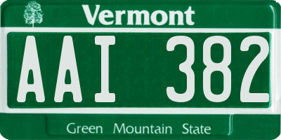 VT license plate AAI382