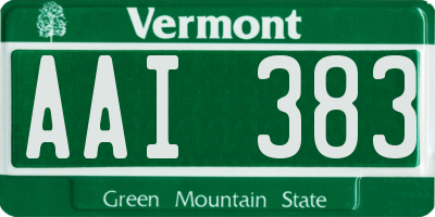 VT license plate AAI383