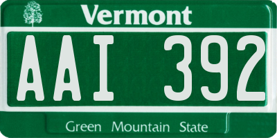 VT license plate AAI392