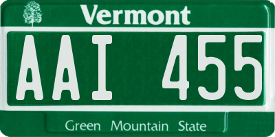 VT license plate AAI455