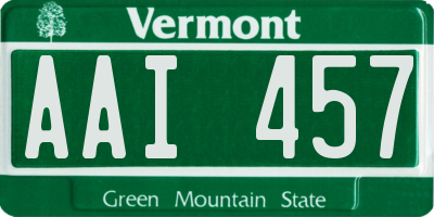 VT license plate AAI457