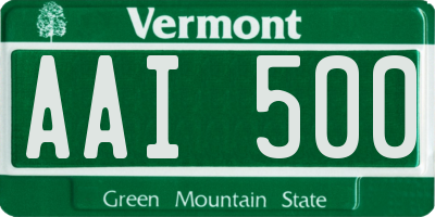 VT license plate AAI500