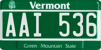 VT license plate AAI536