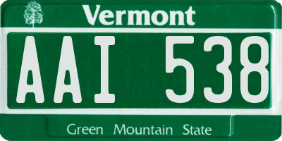 VT license plate AAI538
