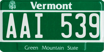 VT license plate AAI539