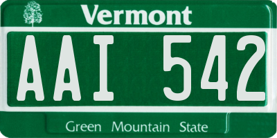 VT license plate AAI542