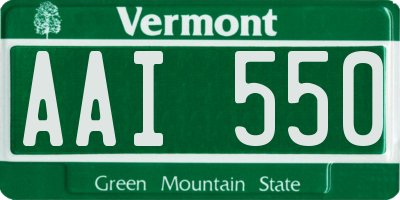 VT license plate AAI550