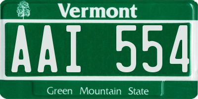 VT license plate AAI554