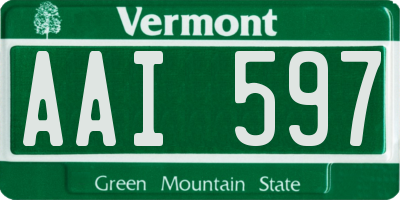 VT license plate AAI597